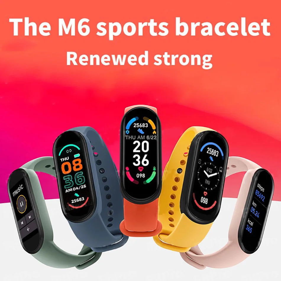 M6 Smartwatch – Fitness Tracker with Heart Rate & Blood Pressure Monitor, Waterproof Sports Band for Men & Women