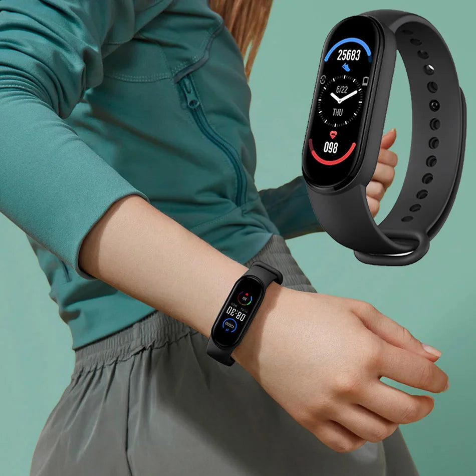 M6 Smartwatch – Fitness Tracker with Heart Rate & Blood Pressure Monitor, Waterproof Sports Band for Men & Women