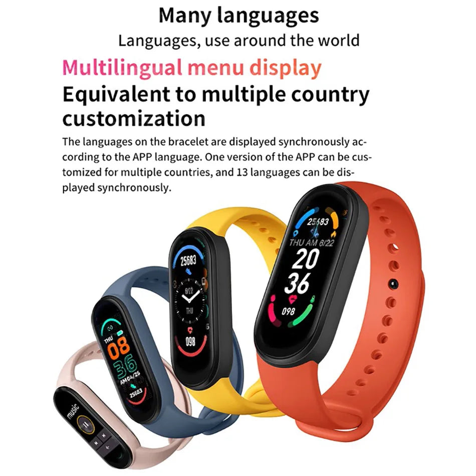 M6 Smartwatch – Fitness Tracker with Heart Rate & Blood Pressure Monitor, Waterproof Sports Band for Men & Women