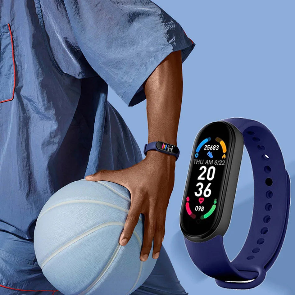 M6 Smartwatch – Fitness Tracker with Heart Rate & Blood Pressure Monitor, Waterproof Sports Band for Men & Women