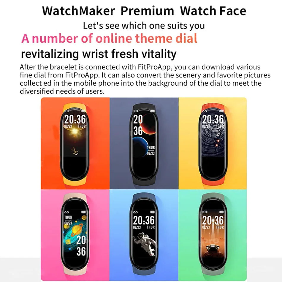 M6 Smartwatch – Fitness Tracker with Heart Rate & Blood Pressure Monitor, Waterproof Sports Band for Men & Women