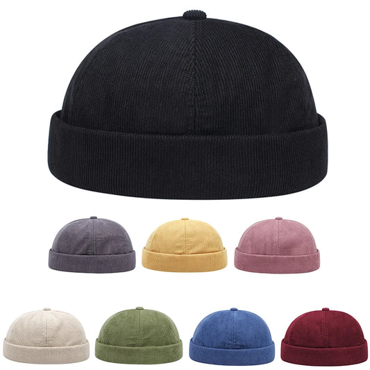 Spring & Summer Retro Brimless Cap – Unisex Casual Streetwear Hat, Hip Hop Melon Skin Style