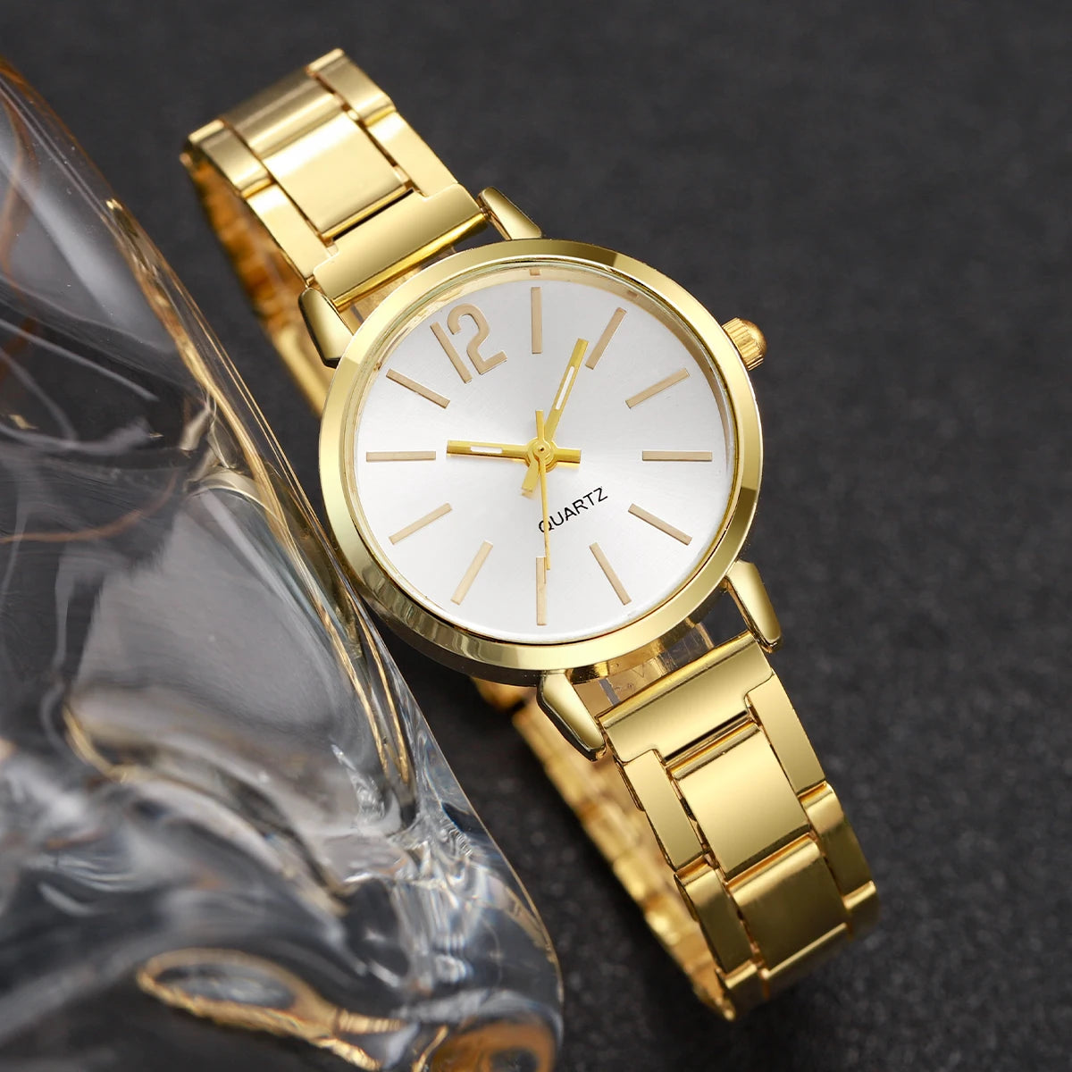 Elegant Women's Fashion Quartz Watch – Simple Steel Strap & Love Bracelet 2PC Set for Casual & Stylish Wear