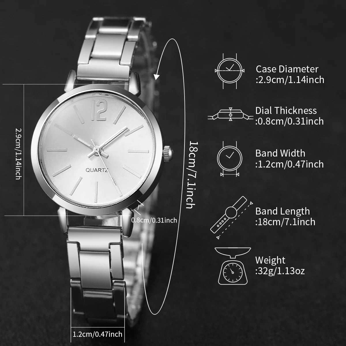 Elegant Women's Fashion Quartz Watch – Simple Steel Strap & Love Bracelet 2PC Set for Casual & Stylish Wear