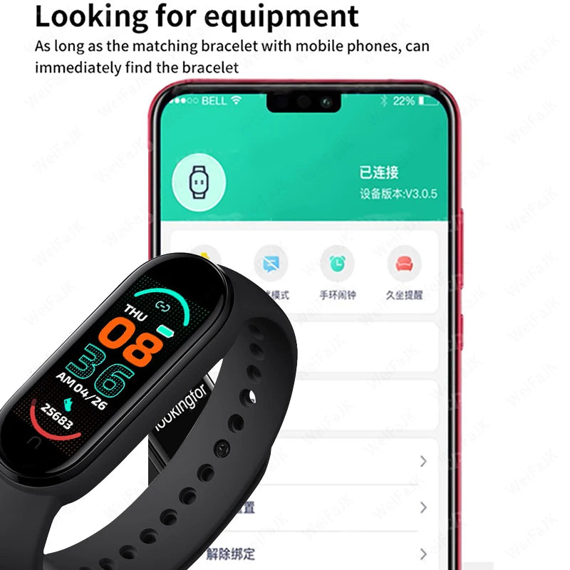 M6 Smartwatch – Fitness Tracker with Heart Rate & Blood Pressure Monitor, Waterproof Sports Band for Men & Women