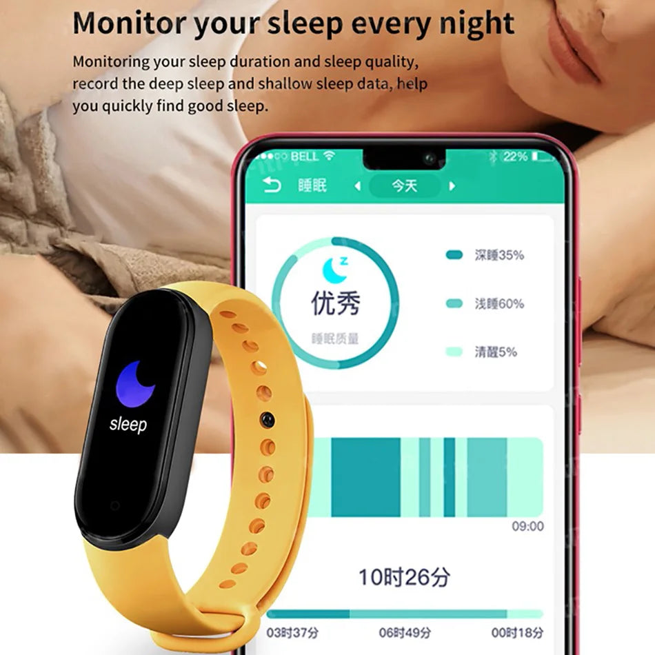 M6 Smartwatch – Fitness Tracker with Heart Rate & Blood Pressure Monitor, Waterproof Sports Band for Men & Women